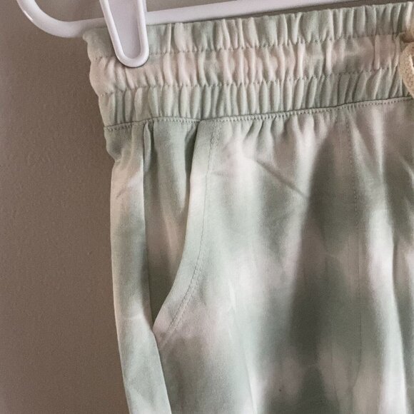 Three Dots Women S Green White Tie Dye Terry Drawstring Casual Comfy Shorts NWT - Picture 5 of 9